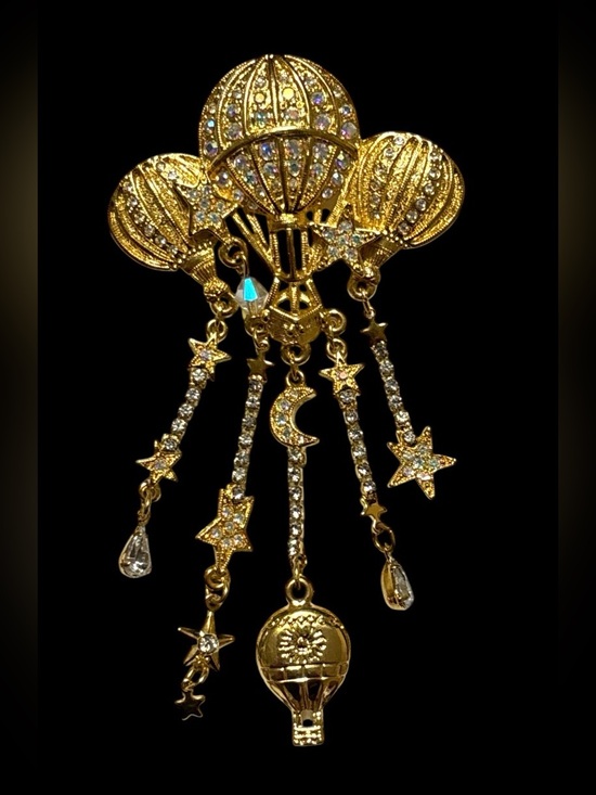 Kirks Folly Jewelry - Kirk’s Folly Hot Air Balloon Star & Moon Dangle Brooch